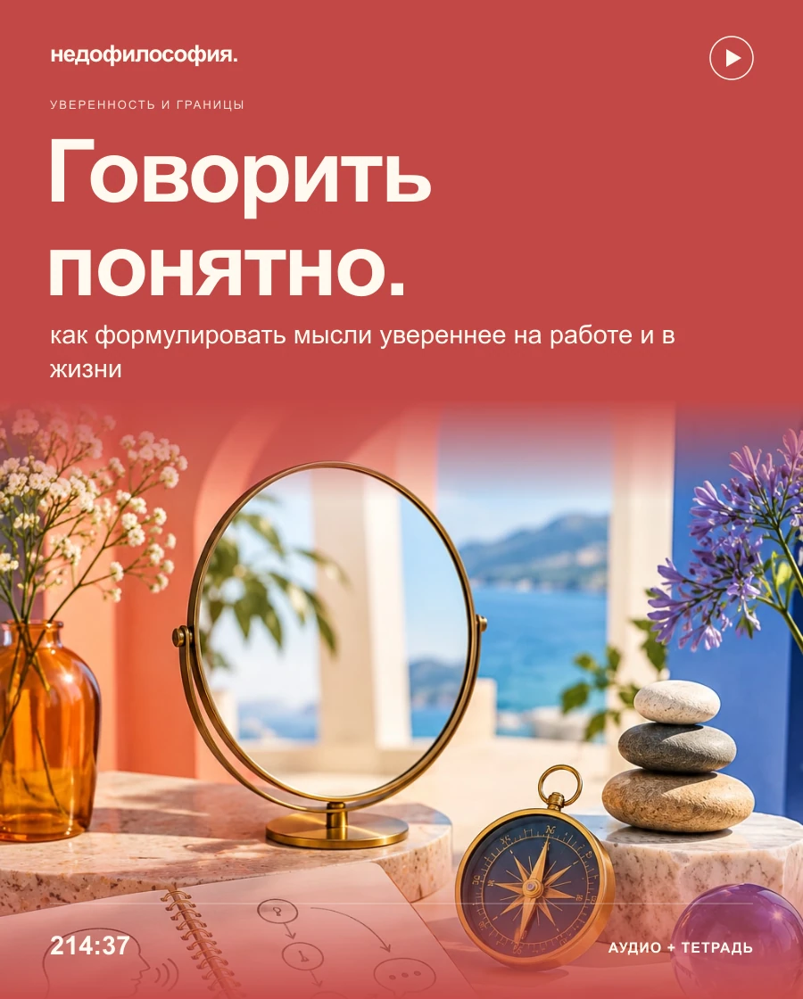Обложка аудиокурса «Как говорить уверенно и понятно» от Недофилософии.