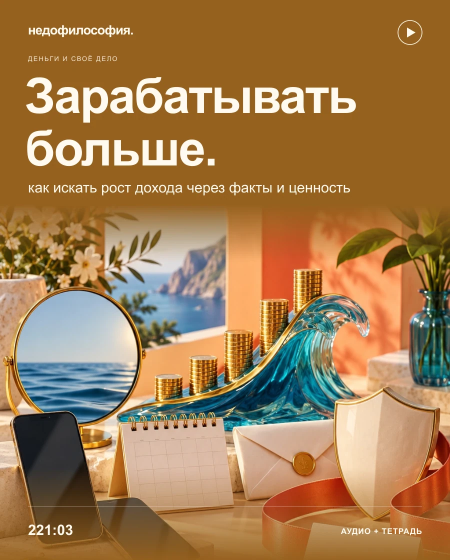 Обложка аудиокурса «Как начать зарабатывать больше» от Недофилософии.