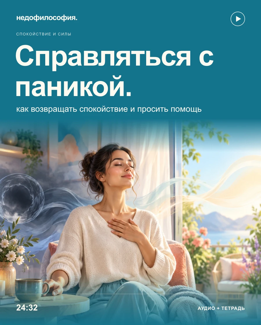 Обложка аудиокурса «Как справляться с паникой и возвращать себе спокойствие» от Недофилософии.