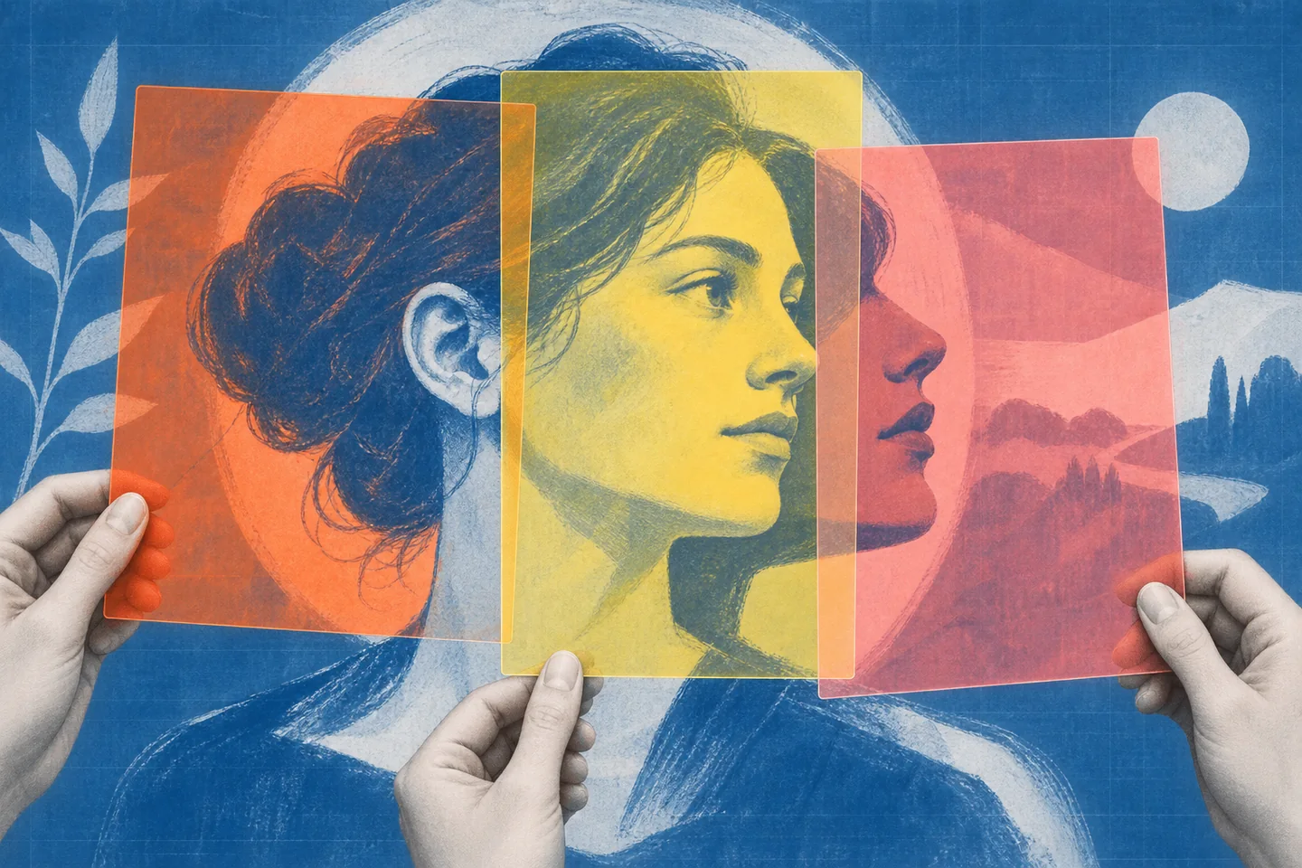 Редакционная геометрическая бумажная композиция с сеткой, линейкой и цветными формами: кадр 4, связанный с темой «Матрица судьбы: рассчитать самому на листе бумаги — и понять, что вы посчитали»